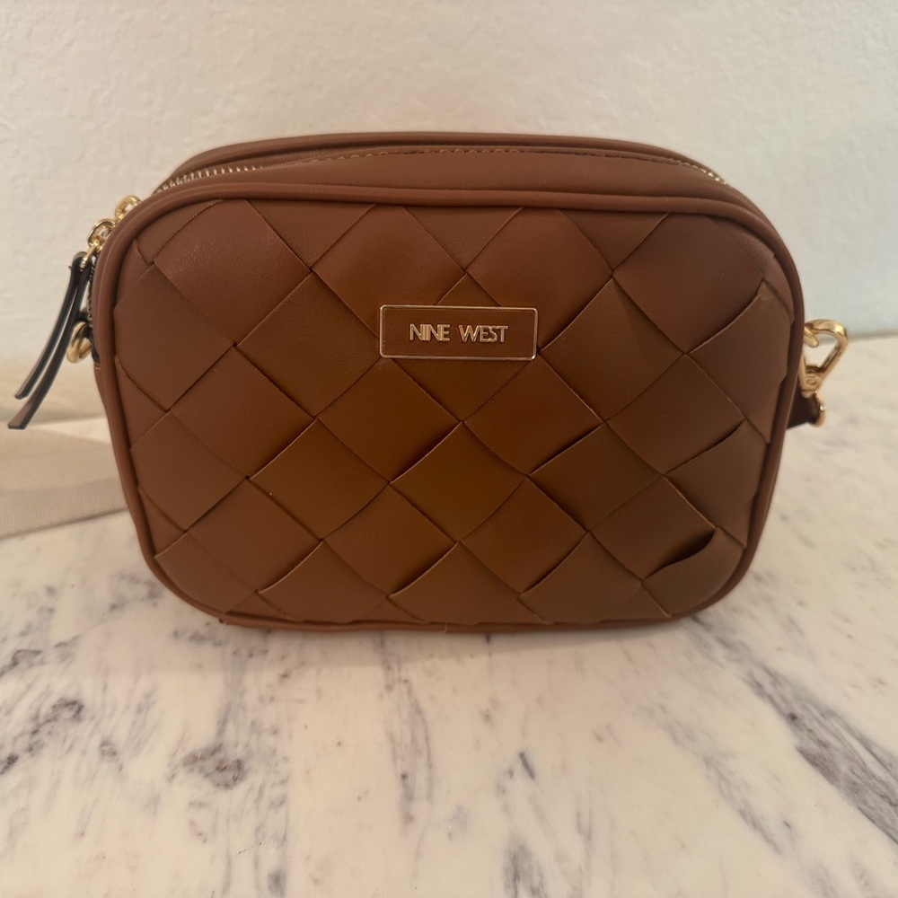Nine West Tan Woven Crossbody Bag